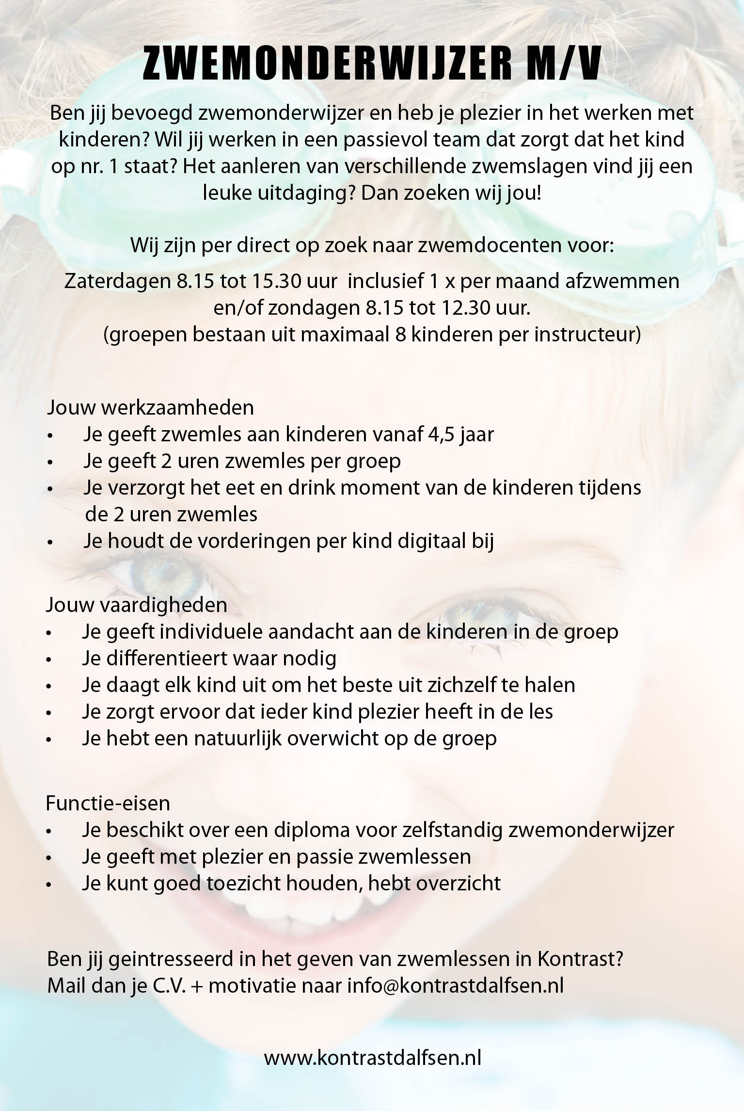 180312 kwartpagina Dalfser Courant Zwemschool vacature