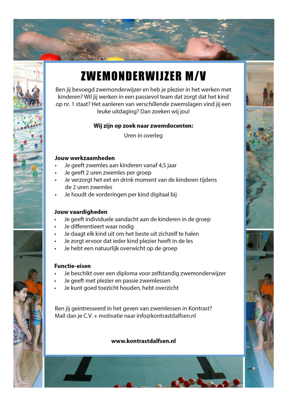 190128 vacature Zwemonderwijzer